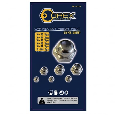 Orex 150PC Cap Hex Nut Assortment Set (M3-M10) O01-90-14130